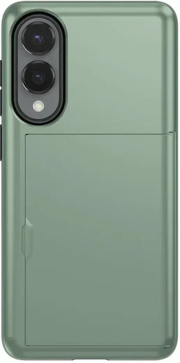 Samsung Galaxy S25 Edge Hoesje met Slider Kaarthouder Back Cover Groen afbeelding 5
