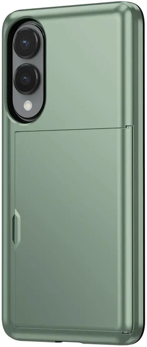 Samsung Galaxy S25 Edge Hoesje met Slider Kaarthouder Back Cover Groen afbeelding 6