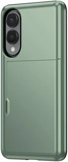 Samsung Galaxy S25 Edge Hoesje met Slider Kaarthouder Back Cover Groen afbeelding 6