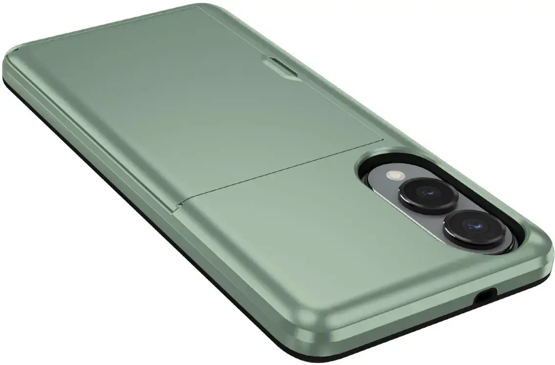 Samsung Galaxy S25 Edge Hoesje met Slider Kaarthouder Back Cover Groen afbeelding 9