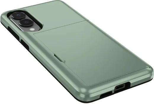 Samsung Galaxy S25 Edge Hoesje met Slider Kaarthouder Back Cover Groen afbeelding 10