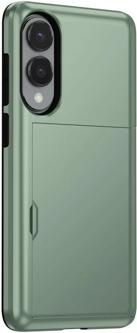 Samsung Galaxy S25 Edge Hoesje met Slider Kaarthouder Back Cover Groen afbeelding 11