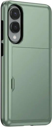 Samsung Galaxy S25 Edge Hoesje met Slider Kaarthouder Back Cover Groen afbeelding 11