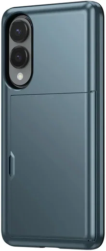 Samsung Galaxy S25 Edge Hoesje met Slider Kaarthouder Back Cover Blauw afbeelding 6