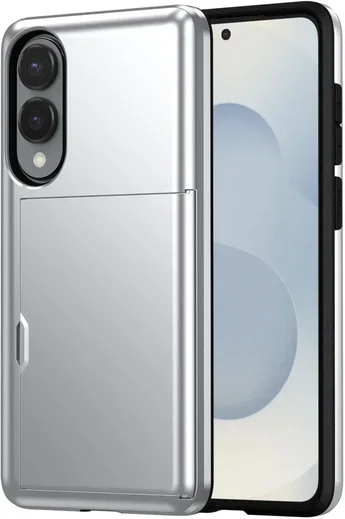 Samsung Galaxy S25 Edge Hoesje met Slider Kaarthouder Back Cover Grijs afbeelding 1