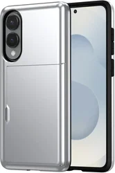 Samsung Galaxy S25 Edge Hoesje met Slider Kaarthouder Back Cover Grijs afbeelding