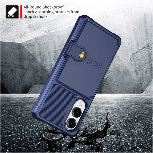 Samsung Galaxy S25 Edge Hoesje 3-in-1 Pasjes Portemonnee Back Cover Blauw afbeelding 5