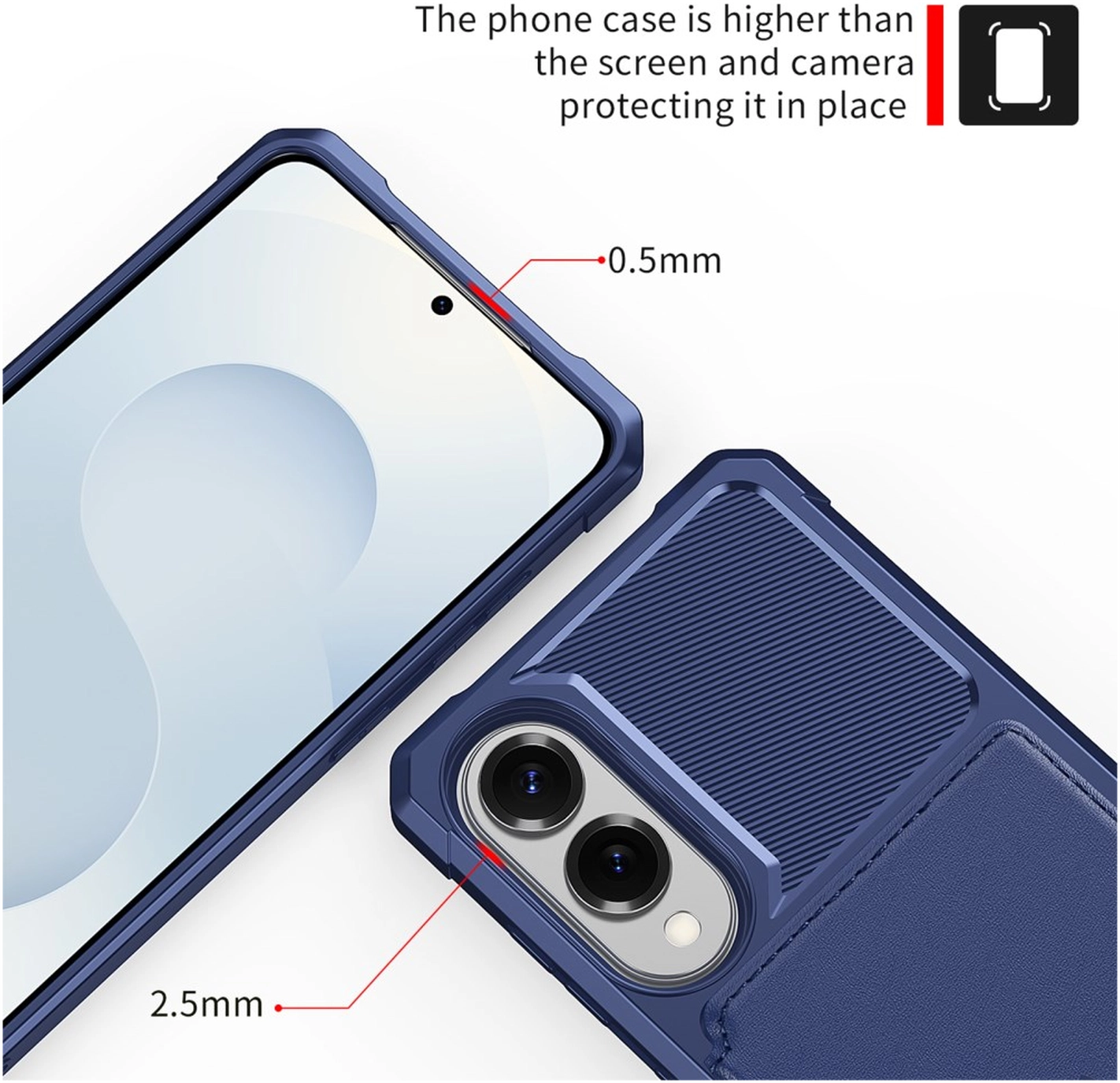 Samsung Galaxy S25 Edge Hoesje 3-in-1 Pasjes Portemonnee Back Cover Blauw afbeelding 7