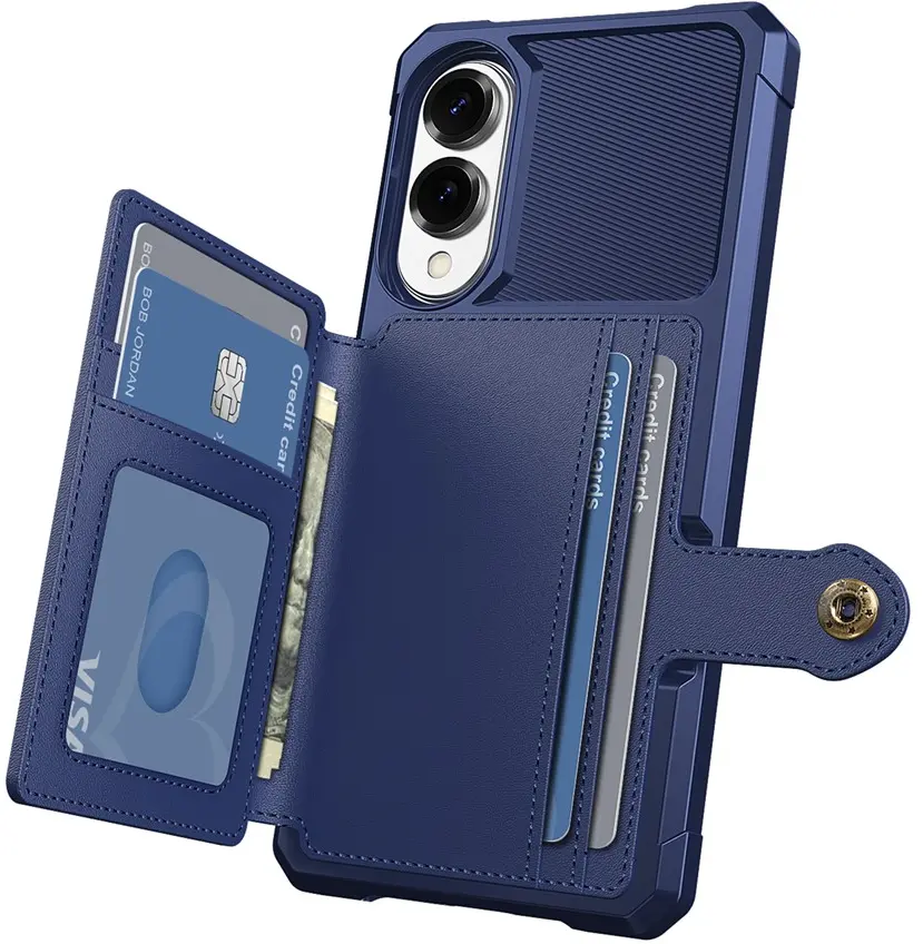 Samsung Galaxy S25 Edge TPU Back Cover met Kunstleren Wallet Blauw afbeelding 9