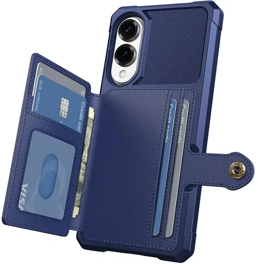 Samsung Galaxy S25 Edge TPU Back Cover met Kunstleren Wallet Blauw afbeelding 9