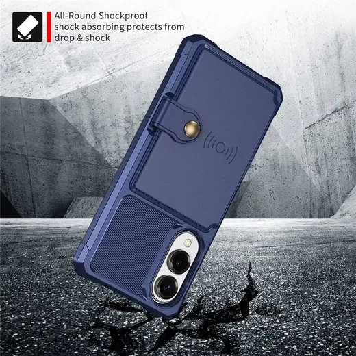 Samsung Galaxy S25 Edge TPU Back Cover met Kunstleren Wallet Blauw afbeelding 4