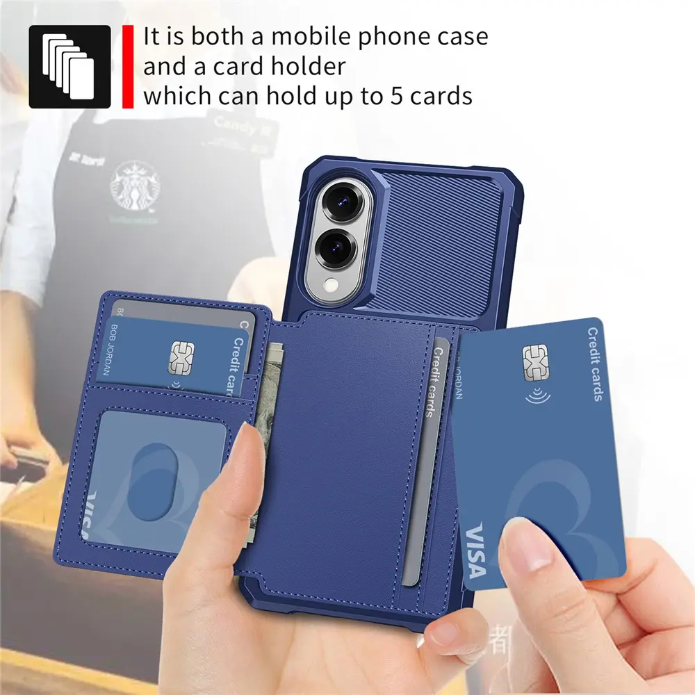 Samsung Galaxy S25 Edge TPU Back Cover met Kunstleren Wallet Blauw afbeelding 6