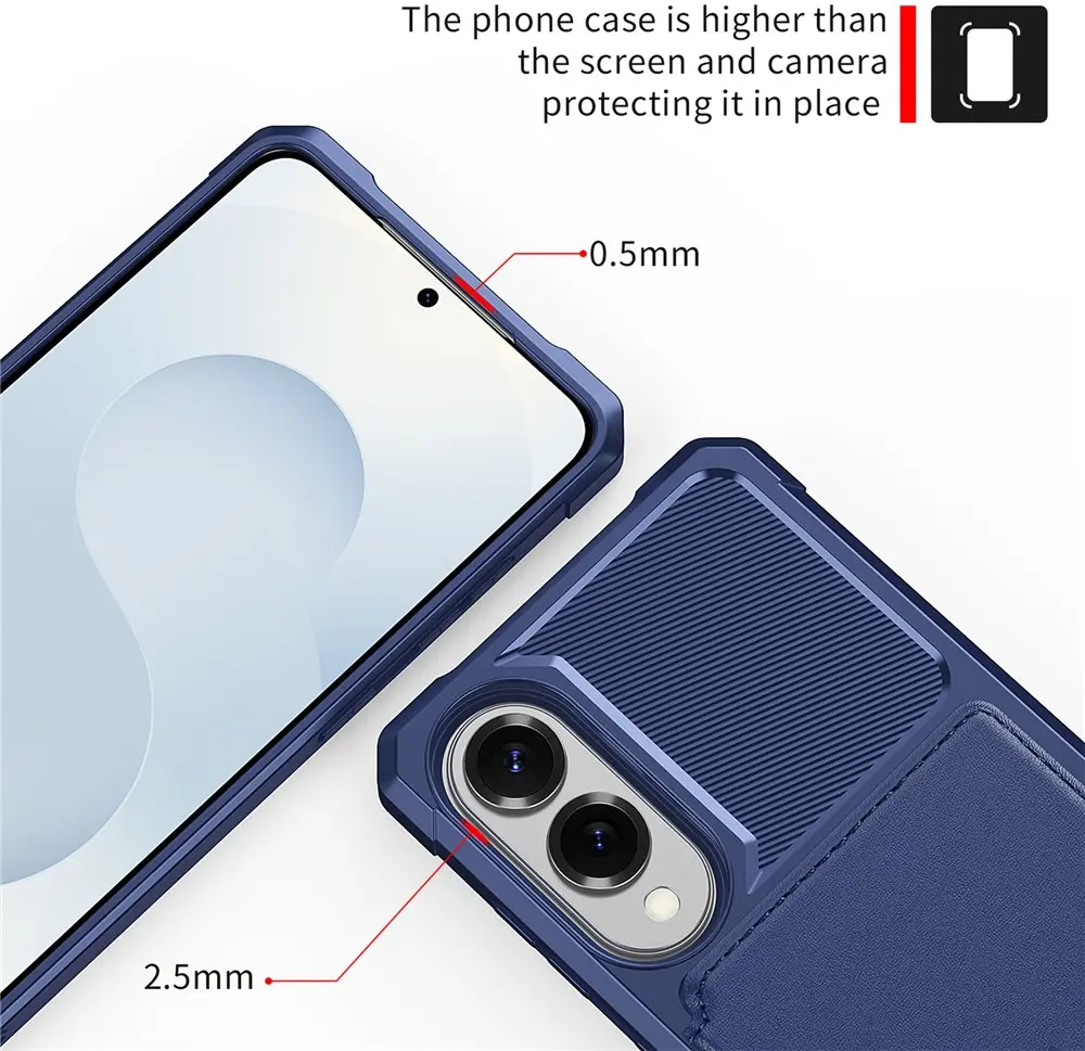 Samsung Galaxy S25 Edge TPU Back Cover met Kunstleren Wallet Blauw afbeelding 7