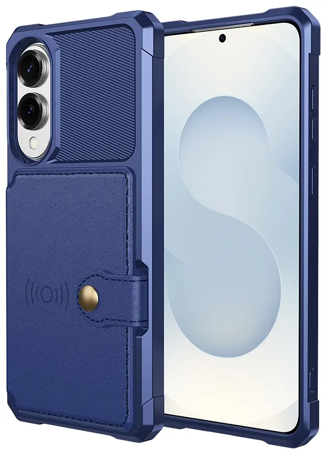 Samsung Galaxy S25 Edge TPU Back Cover met Kunstleren Wallet Blauw afbeelding 2