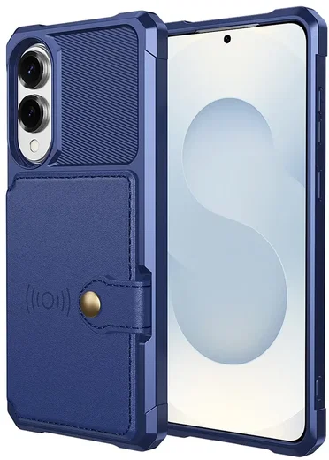 Samsung Galaxy S25 Edge TPU Back Cover met Kunstleren Wallet Blauw afbeelding 2