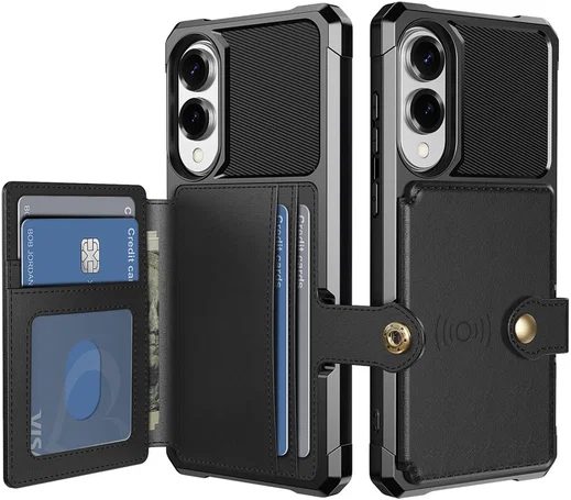 Samsung Galaxy S25 Edge Hoesje 3-in-1 Pasjes Portemonnee Back Cover Zwart afbeelding 1