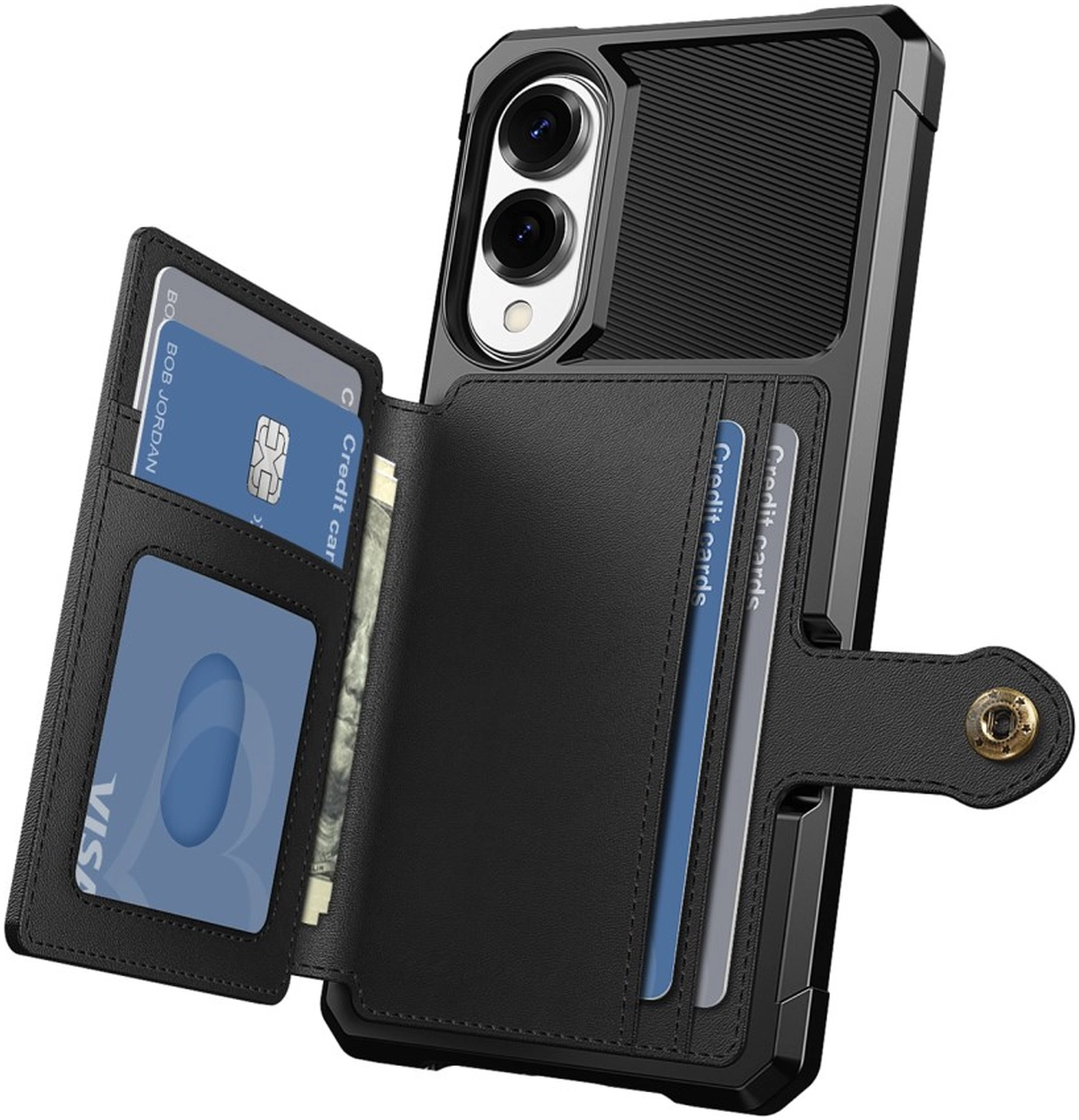 Samsung Galaxy S25 Edge Hoesje 3-in-1 Pasjes Portemonnee Back Cover Zwart afbeelding 2