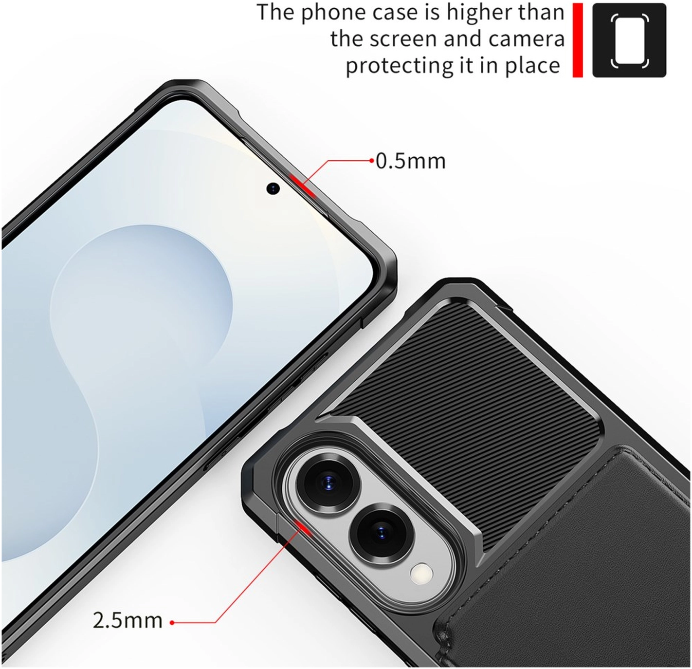 Samsung Galaxy S25 Edge Hoesje 3-in-1 Pasjes Portemonnee Back Cover Zwart afbeelding 7