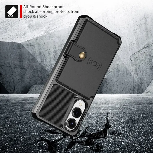 Samsung Galaxy S25 Edge TPU Back Cover met Kunstleren Wallet Zwart afbeelding 4