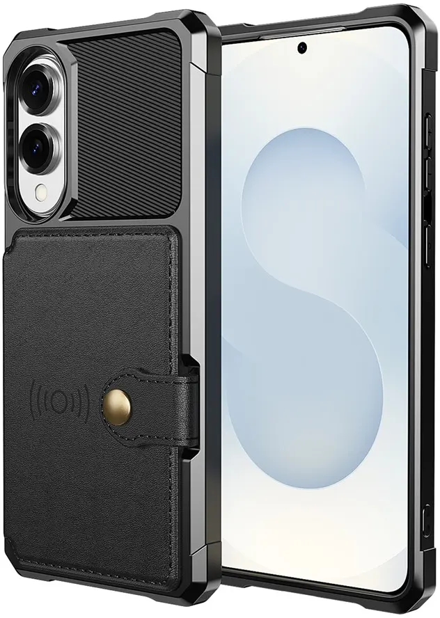 Samsung Galaxy S25 Edge TPU Back Cover met Kunstleren Wallet Zwart afbeelding 2