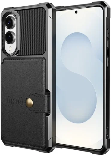 Samsung Galaxy S25 Edge TPU Back Cover met Kunstleren Wallet Zwart afbeelding 2