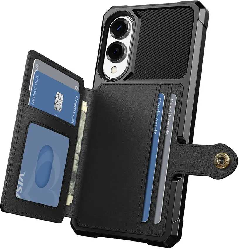 Samsung Galaxy S25 Edge TPU Back Cover met Kunstleren Wallet Zwart afbeelding 9