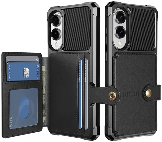 Samsung Galaxy S25 Edge TPU Back Cover met Kunstleren Wallet Zwart afbeelding 1