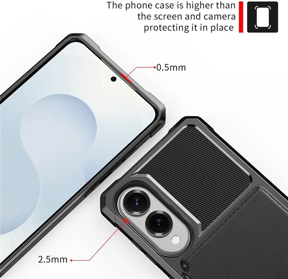 Samsung Galaxy S25 Edge TPU Back Cover met Kunstleren Wallet Zwart afbeelding 7