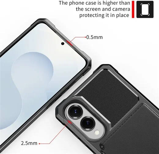 Samsung Galaxy S25 Edge TPU Back Cover met Kunstleren Wallet Zwart afbeelding 7