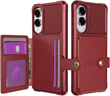 Samsung Galaxy S25 Edge Hoesje 3-in-1 Pasjes Portemonnee Back Cover Rood