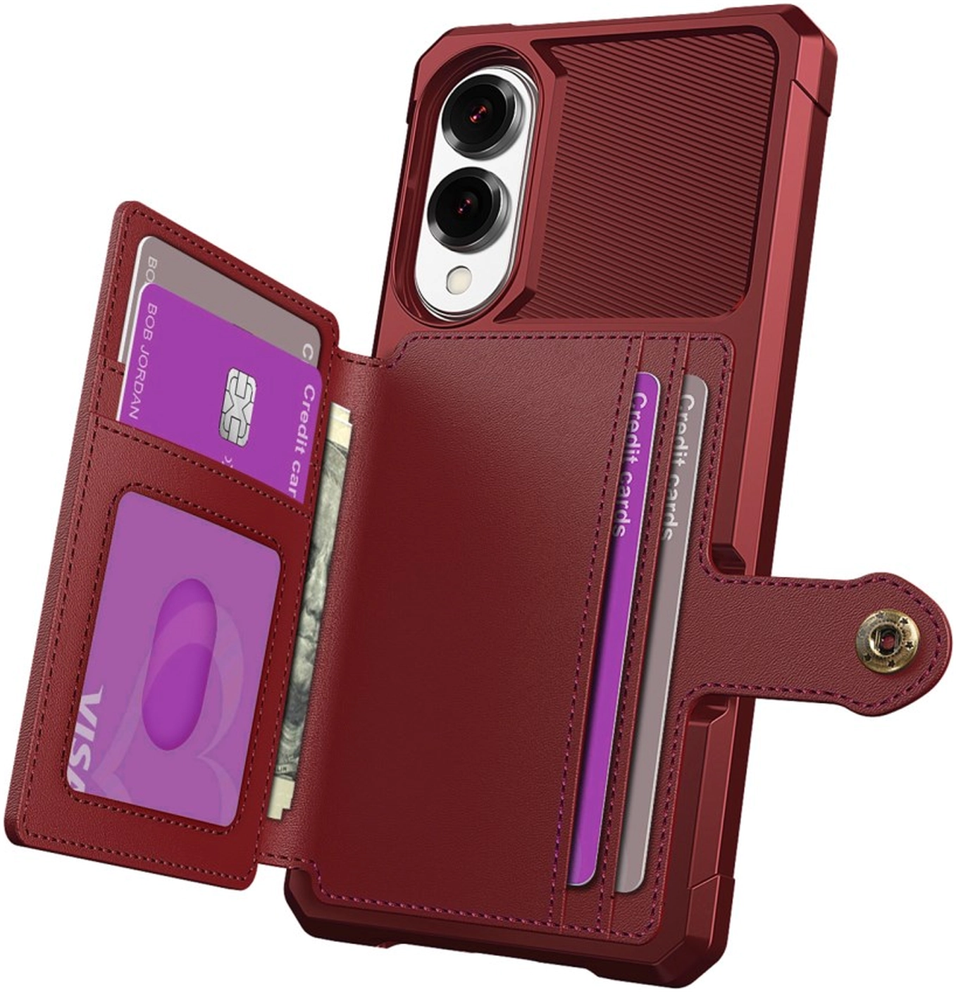 Samsung Galaxy S25 Edge Hoesje 3-in-1 Pasjes Portemonnee Back Cover Rood afbeelding 2