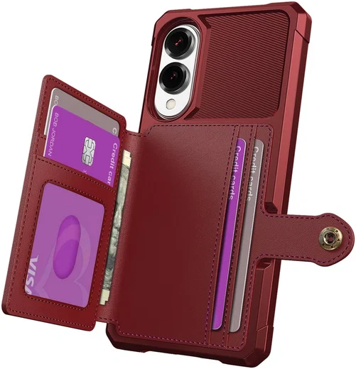Samsung Galaxy S25 Edge Hoesje 3-in-1 Pasjes Portemonnee Back Cover Rood afbeelding 2