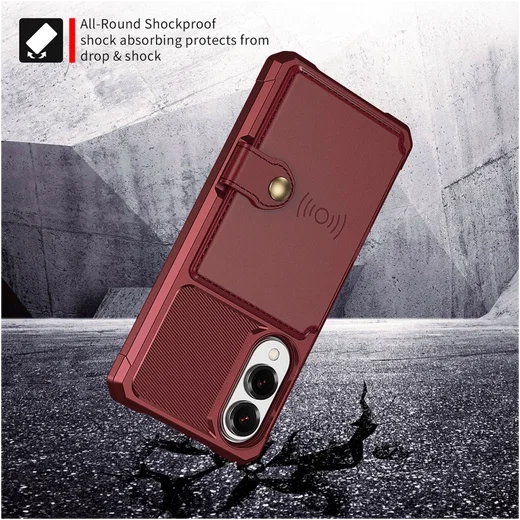 Samsung Galaxy S25 Edge Hoesje 3-in-1 Pasjes Portemonnee Back Cover Rood afbeelding 5