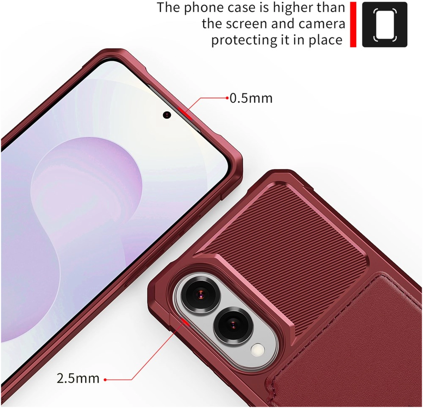 Samsung Galaxy S25 Edge Hoesje 3-in-1 Pasjes Portemonnee Back Cover Rood afbeelding 7