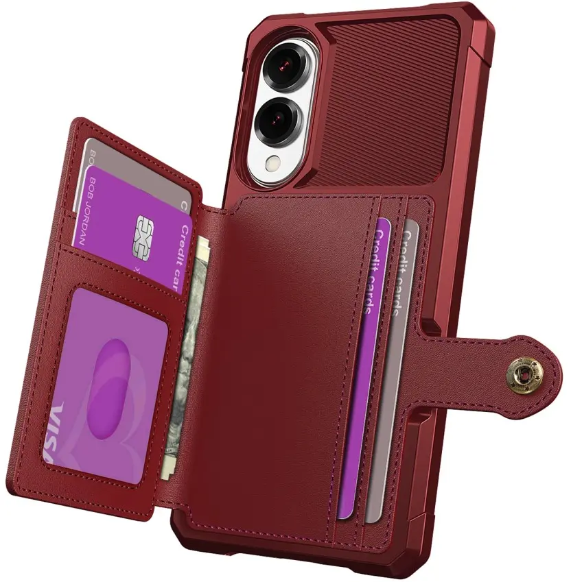 Samsung Galaxy S25 Edge TPU Back Cover met Kunstleren Wallet Rood afbeelding 9