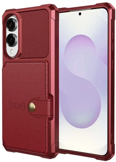Samsung Galaxy S25 Edge TPU Back Cover met Kunstleren Wallet Rood afbeelding 2