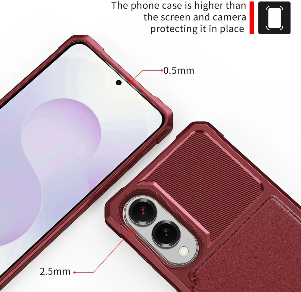 Samsung Galaxy S25 Edge TPU Back Cover met Kunstleren Wallet Rood afbeelding 7