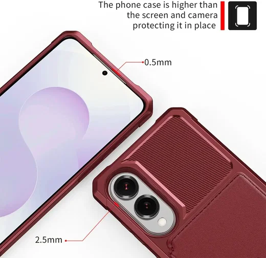 Samsung Galaxy S25 Edge TPU Back Cover met Kunstleren Wallet Rood afbeelding 7
