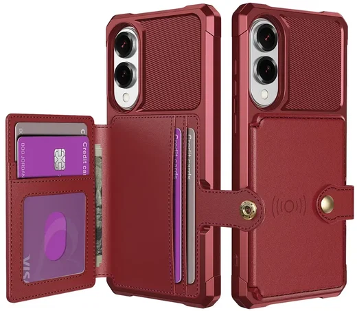 Samsung Galaxy S25 Edge TPU Back Cover met Kunstleren Wallet Rood afbeelding 1