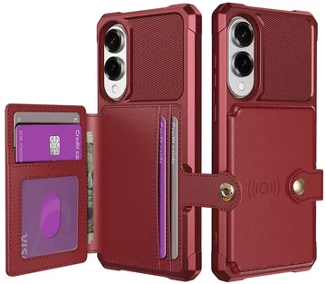 Samsung Galaxy S25 Edge TPU Back Cover met Kunstleren Wallet Rood