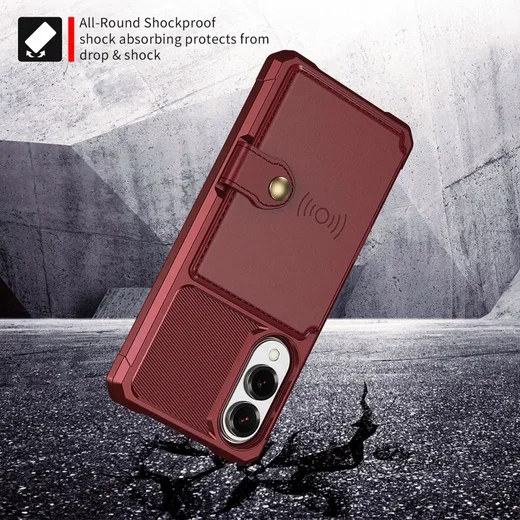 Samsung Galaxy S25 Edge TPU Back Cover met Kunstleren Wallet Rood afbeelding 4