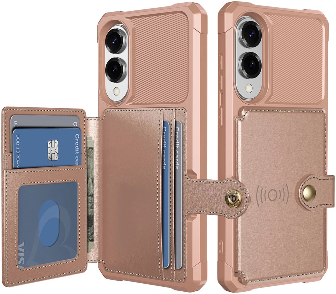 Samsung Galaxy S25 Edge Hoesje 3-in-1 Pasjes Portemonnee Back Cover Roze afbeelding 1