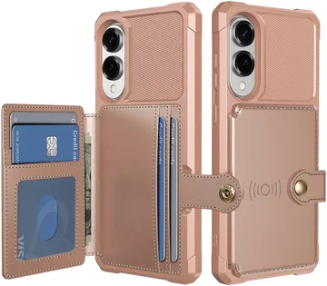 Samsung Galaxy S25 Edge Hoesje 3-in-1 Pasjes Portemonnee Back Cover Roze