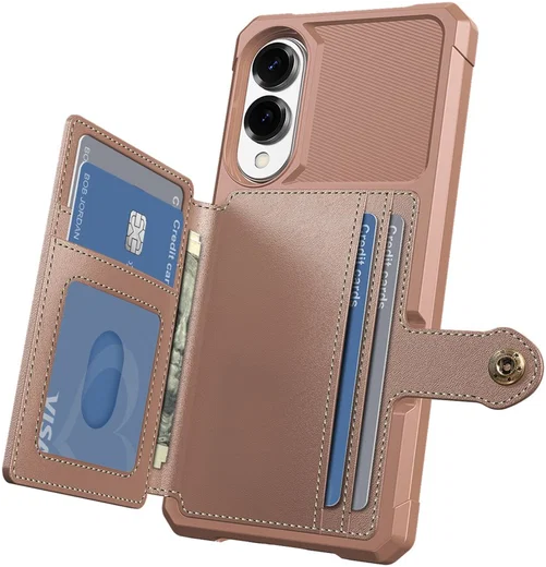 Samsung Galaxy S25 Edge Hoesje 3-in-1 Pasjes Portemonnee Back Cover Roze afbeelding 2