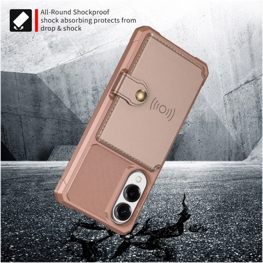 Samsung Galaxy S25 Edge Hoesje 3-in-1 Pasjes Portemonnee Back Cover Roze afbeelding 5