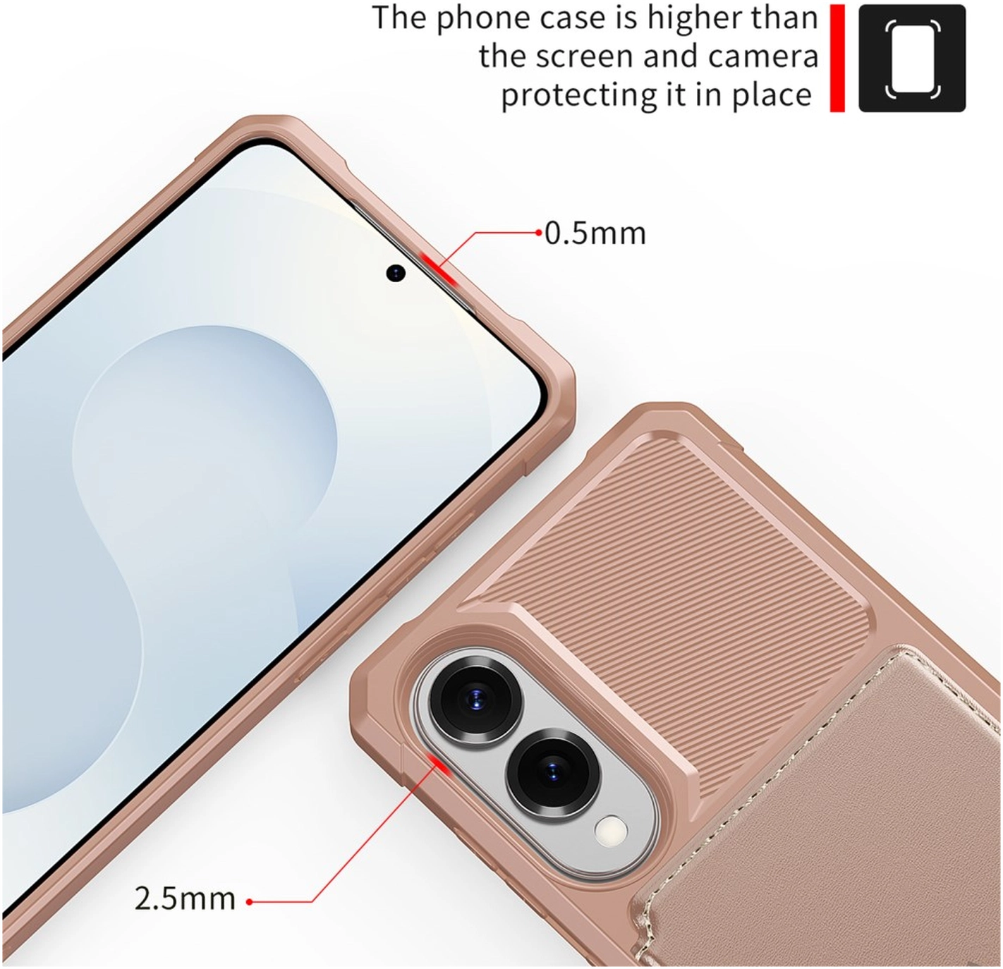Samsung Galaxy S25 Edge Hoesje 3-in-1 Pasjes Portemonnee Back Cover Roze afbeelding 7