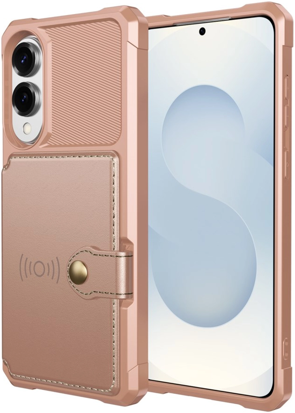 Samsung Galaxy S25 Edge Hoesje 3-in-1 Pasjes Portemonnee Back Cover Roze afbeelding 8