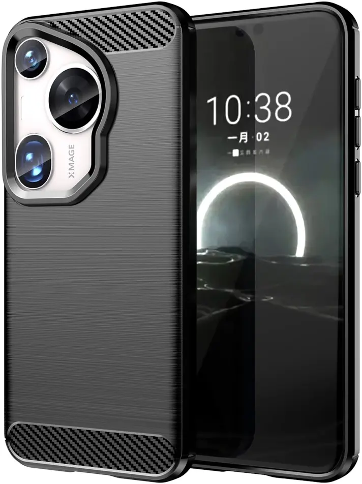 Huawei Pura 70 Ultra Hoesje Geborsteld TPU Flexibele Back Cover Zwart afbeelding 1