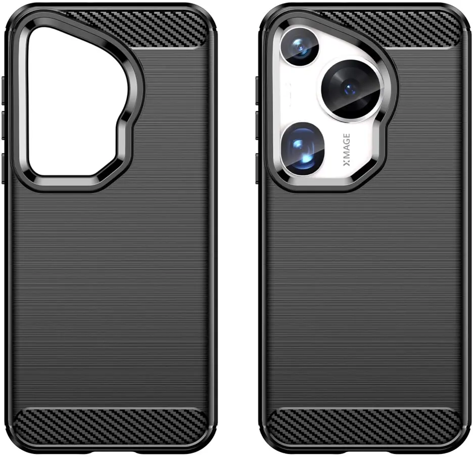 Huawei Pura 70 Ultra Hoesje Geborsteld TPU Flexibele Back Cover Zwart afbeelding 2