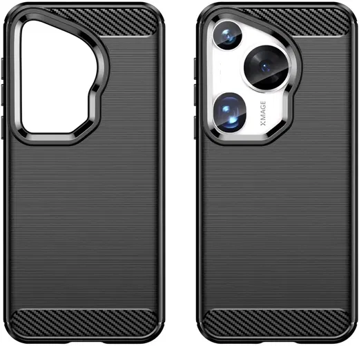 Huawei Pura 70 Ultra Hoesje Geborsteld TPU Flexibele Back Cover Zwart afbeelding 2